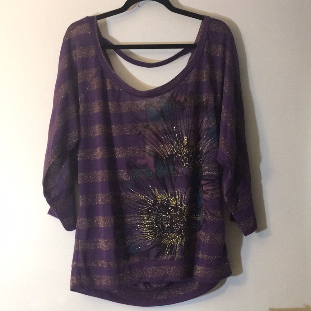 Sparkly purple floral top